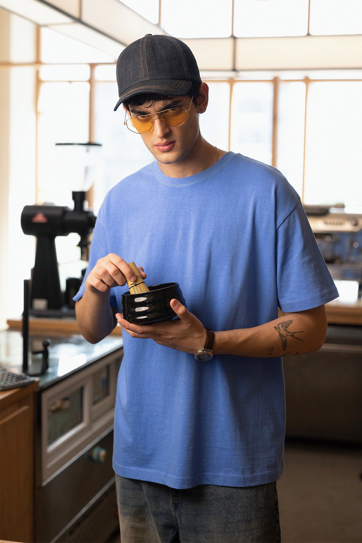 STONE WASHED OVERSIZED TEE MOUNTAIN BLUE BIRD