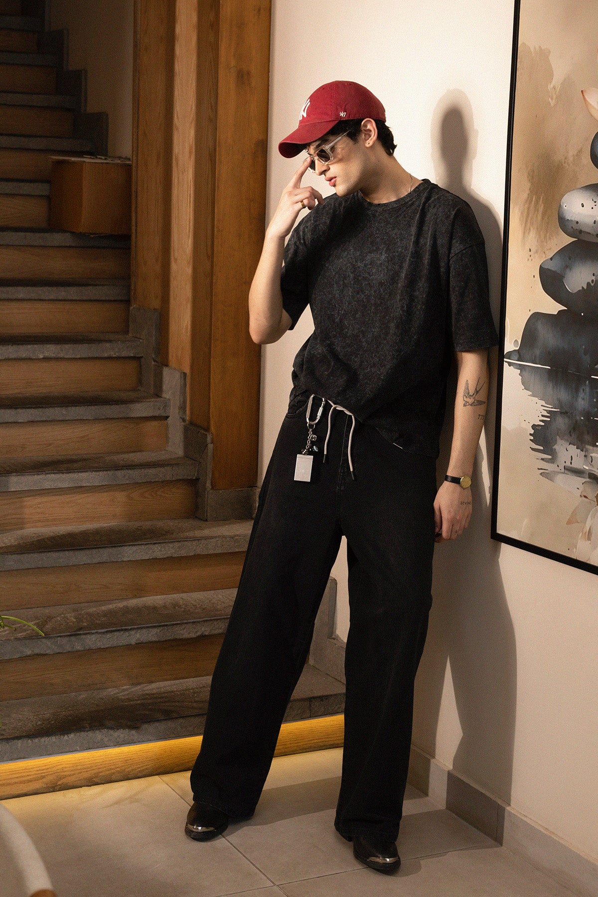 DRIFT WIDE LEG DENIM VINTAGE BLACK WASH