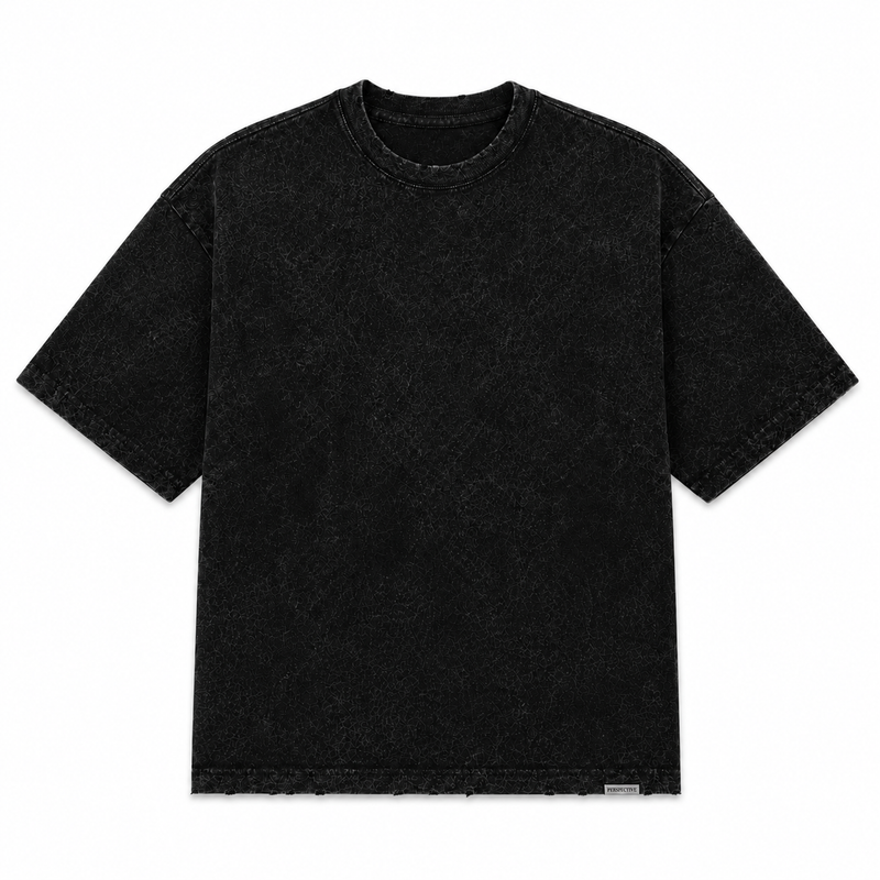 RIPPED ACID WASH BOXY TEE JET BLACK